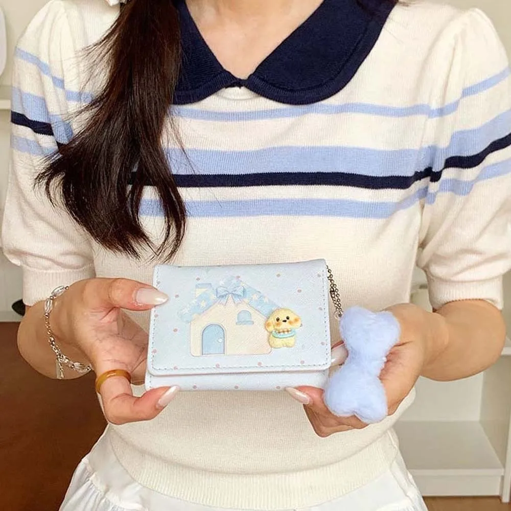 Card Holder Large Capacity Three-Fold Wallet Portable Multi-Slot Women Short Purse Lightweight Cute Cartoon Wallet Girls