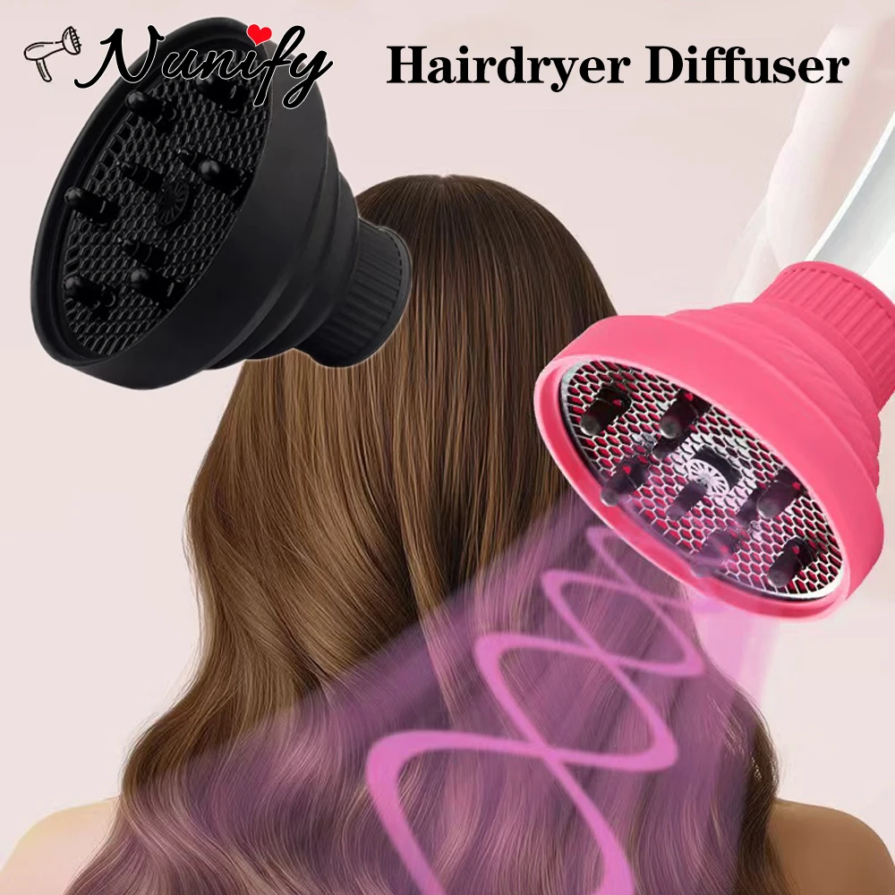 

Nunify Foldable Hairdryer Diffuser Portable Silicone Purple Black Hair Dryer Diffuser Attachment For Curly And Natural Wavy Hair
