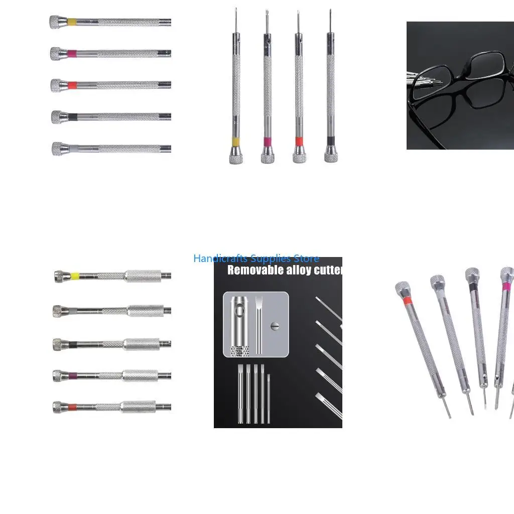 R1WA 0.8-1.6mm Complete 5 Piece Screwdriver Set Suitable For Watch Repair Crafted For Clock Enthusiasts & Skilled Technicians