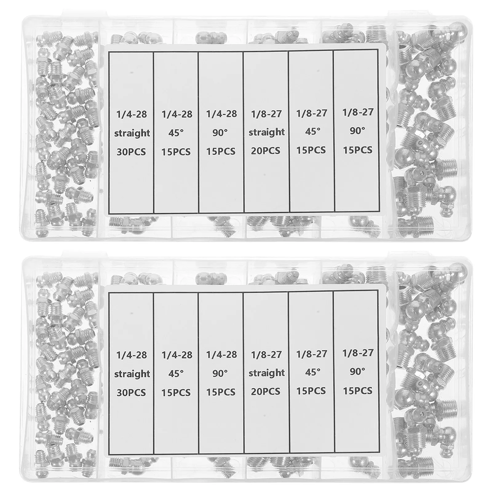 Grease Nipples Assortment Kit 220Pcs High Pressure Hydraulic Fittings Straight 45 90 Degree Angled Connectors