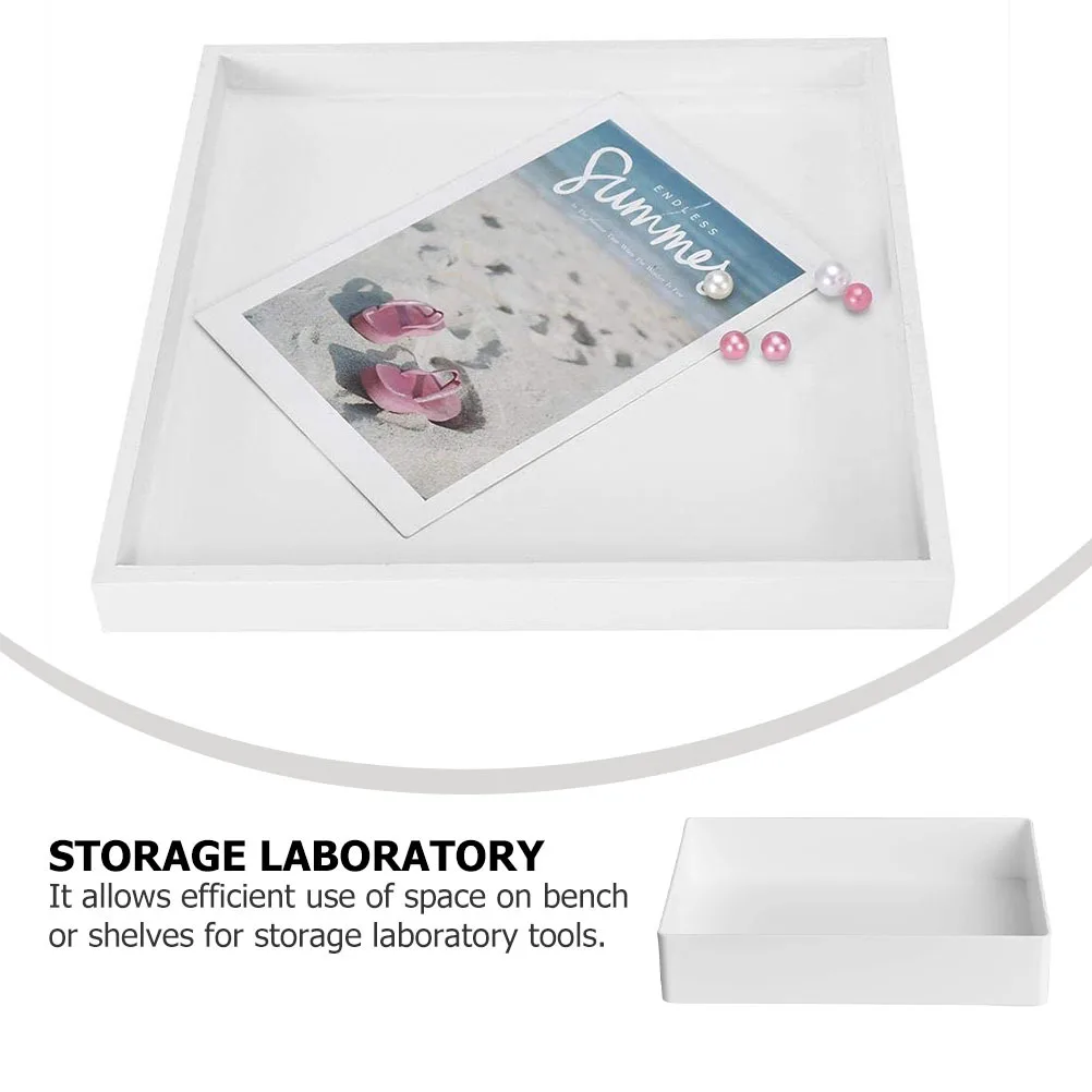 

White Polypropylene Laboratory Tray Durable Leak-Proof Chemical Resistant Storage Organizer Transportable Bench Tool Rack For