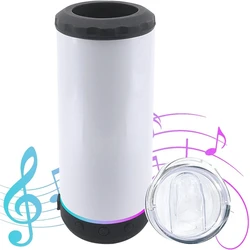 16 Oz Sublimated Blank Bluetooth Speaker Stainless Steel Insulated 4-In-1 Can Refrigerated Beer Holder