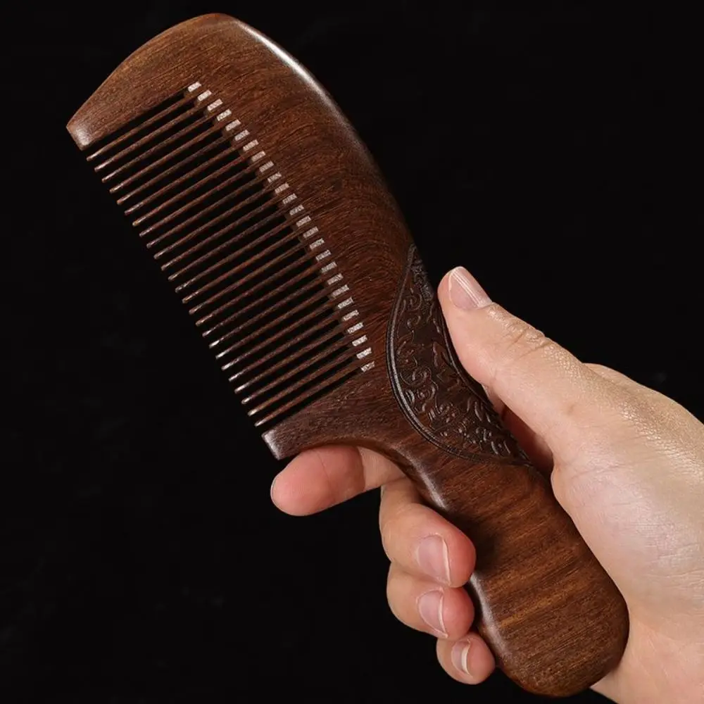 Pettine per capelli antistatico Spazzolatura dei capelli Pettine per barba delicato Pettine per denti fini artigianale in legno di sandalo Strumento per la cura dei capelli Accessori di bellezza