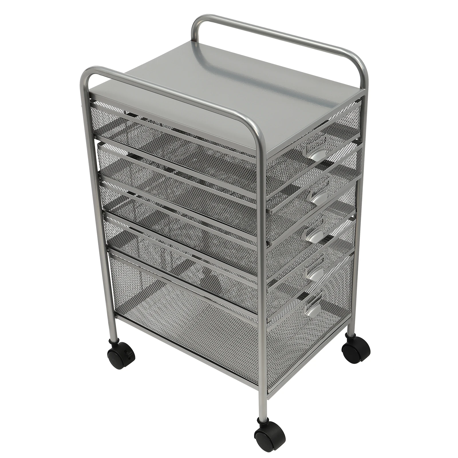 

Silver 5-Tier Mesh Rolling File Cabinet - Heavy-Duty Carbon Steel Storage with Smooth Glide Drawers and Label Organizers