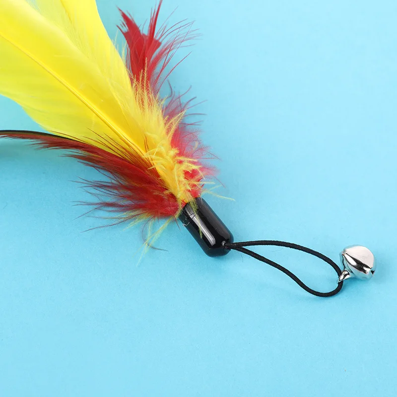 Pet Cat Toy with Bell Color Feather Toy Fishing Rod Replacement Head Feather Funny Cat Toy Cat Toys Interactive