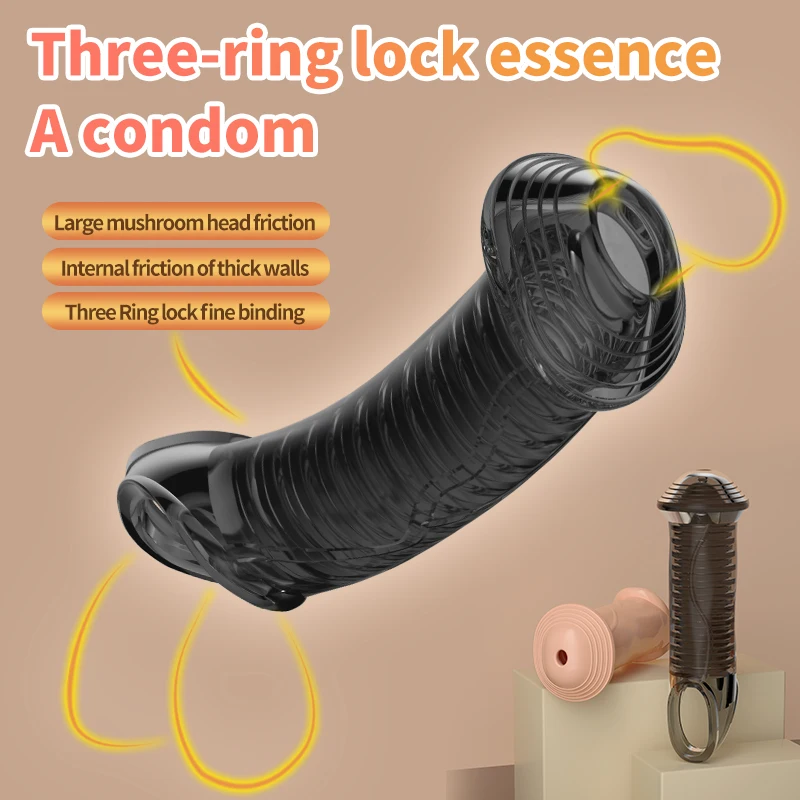 Reusable Penis Enlargement Sleeve Glans Expose Delay Ejaculation Cock Ring Sex Toys for Men Foreskin Penis Ring Sex Products