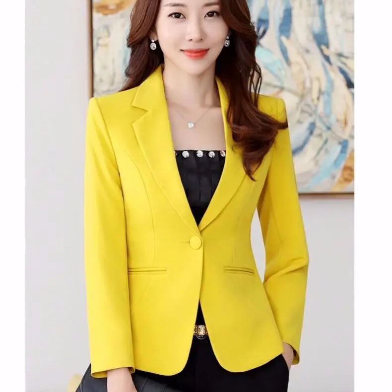 Suit female spring and autumn style fashion self-cultivation casual ladies Regular  Single Breasted Solid color one button