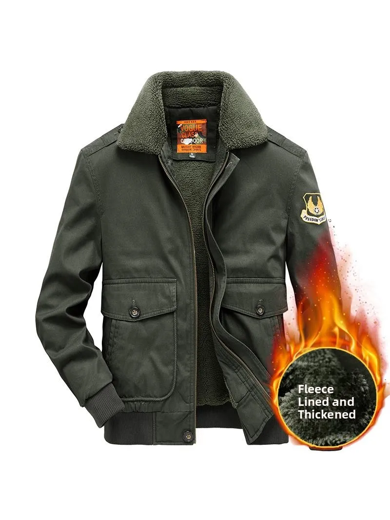 

Зимнее пальто из овечьего вельвета с утеплением, теплая хлопковая куртка для мужчин среднего возраста, модная городская модель с длинными рукавами на молнии