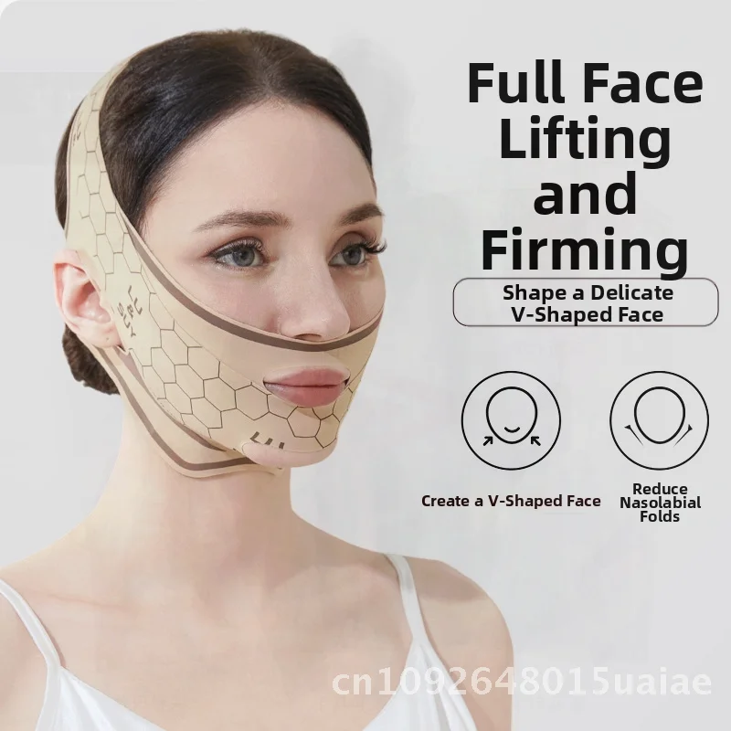 Mascarilla de vendaje para levantamiento de cara en V, mascarilla compacta antiflacidez para dormir para mujeres, artefactos de superficie de tallado Facial, herramienta compacta de Estiramiento Facial