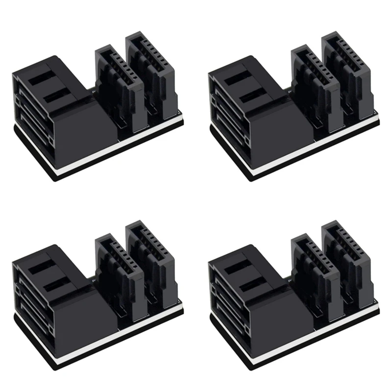 

4Pcs Double SATA 7Pin Female To Double 7Pin Male 90 Degree Angled Adapter Mainboard SATA Adapter For Desktops SSD HDD