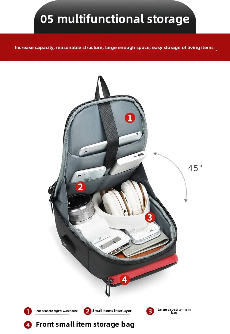 New Fashion Trend Men's Single Shoulder Outdoor Large Capacity Crossbody Bag Cross-border Daily Commuting Portable Chest Bag