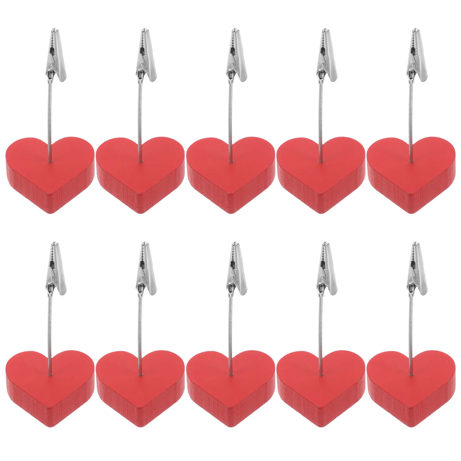 

10Pcs Valentine's Day Table Number Card Holders Photo Clip Memo Clips Wood Base Place Card Stands for Weddings Office Decor