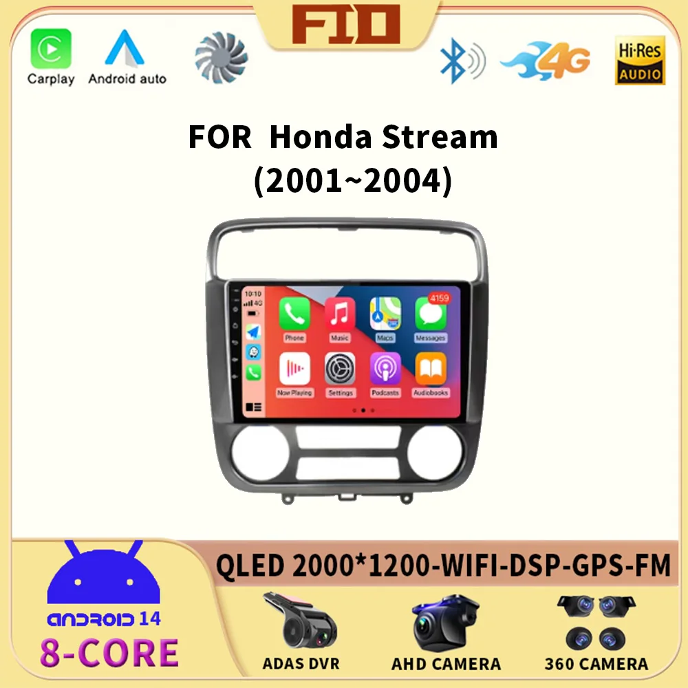 

Android 14 Auto for Honda Stream 2001-2004 2din Car Radio Stereo Multimedia Video Player Audio MT/AT Navigation GPS Carplay QLED