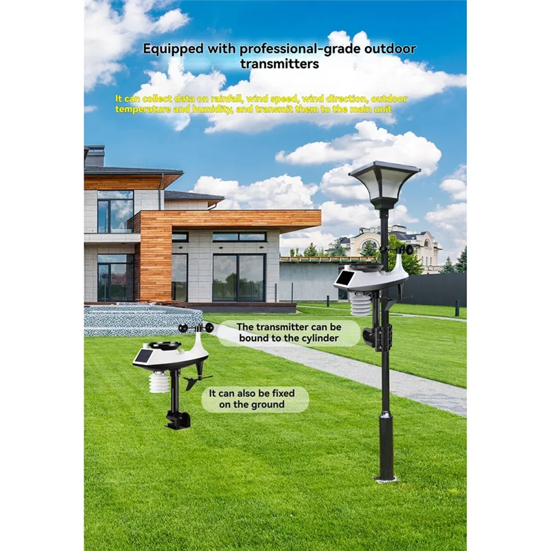 【التصغير الأخير!】شاشة ملونة رقمية واي فاي محطة الطقس ميزان الحرارة الرطوبة سرعة الرياح الأمطار محطة توقعات ضغط الهواء