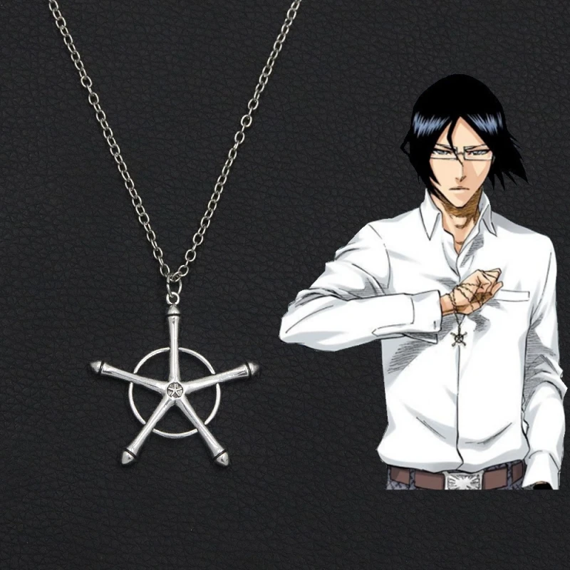 

Ishida Uryuu Quincy Necklace Japanese Anime Pentagram Pendant Extinction Master Star Collar Halloween Ball Alloy Necklace