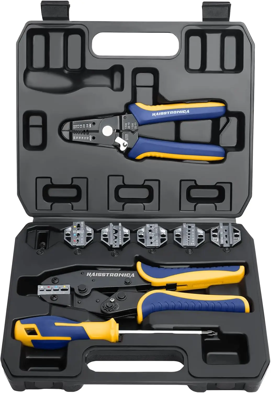 

8PCS Crimping Tool Set - Ratchet Wire Crimping Tool for Heat Shrink, Insulated Nylon, Non-Insulated, Ferrule, Open Barrel, Solar