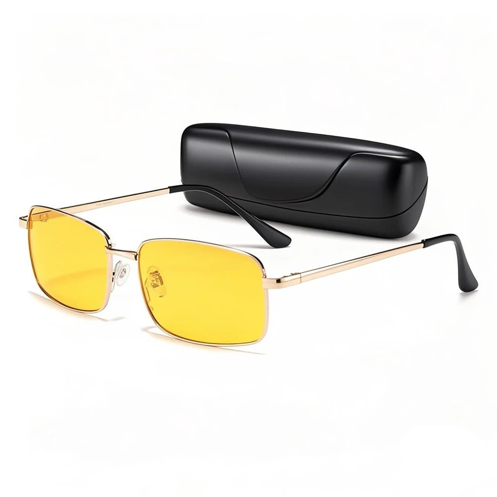 

Прямоугольные поляризационные солнцезащитные очки ночного видения для мужчин и женщин, модные трендовые винтажные желтые квадратные солнцезащитные очки для вождения, очки 2025