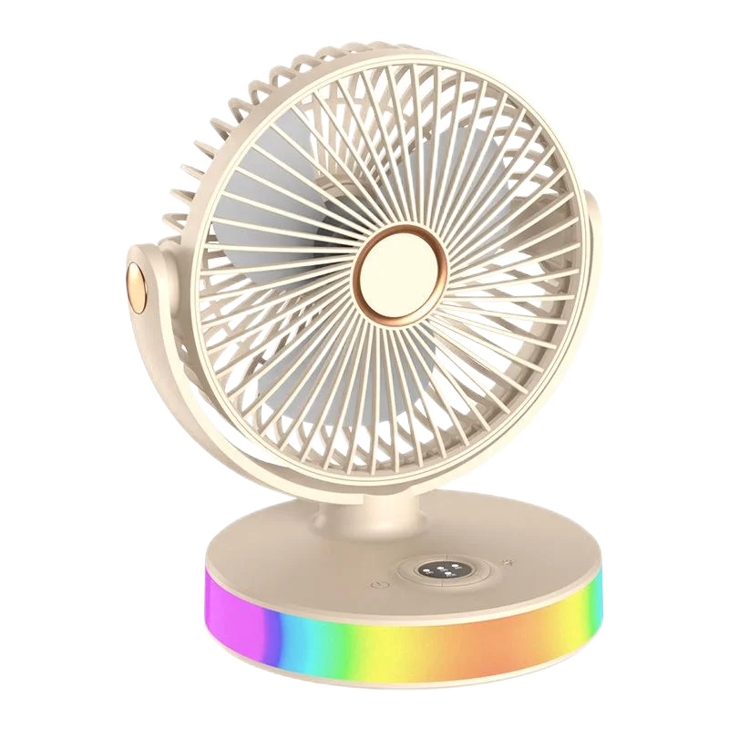 

XHX Desktop fan with colored lights (rechargeable model), three wind speed Settings, low-noise operation, and long battery life