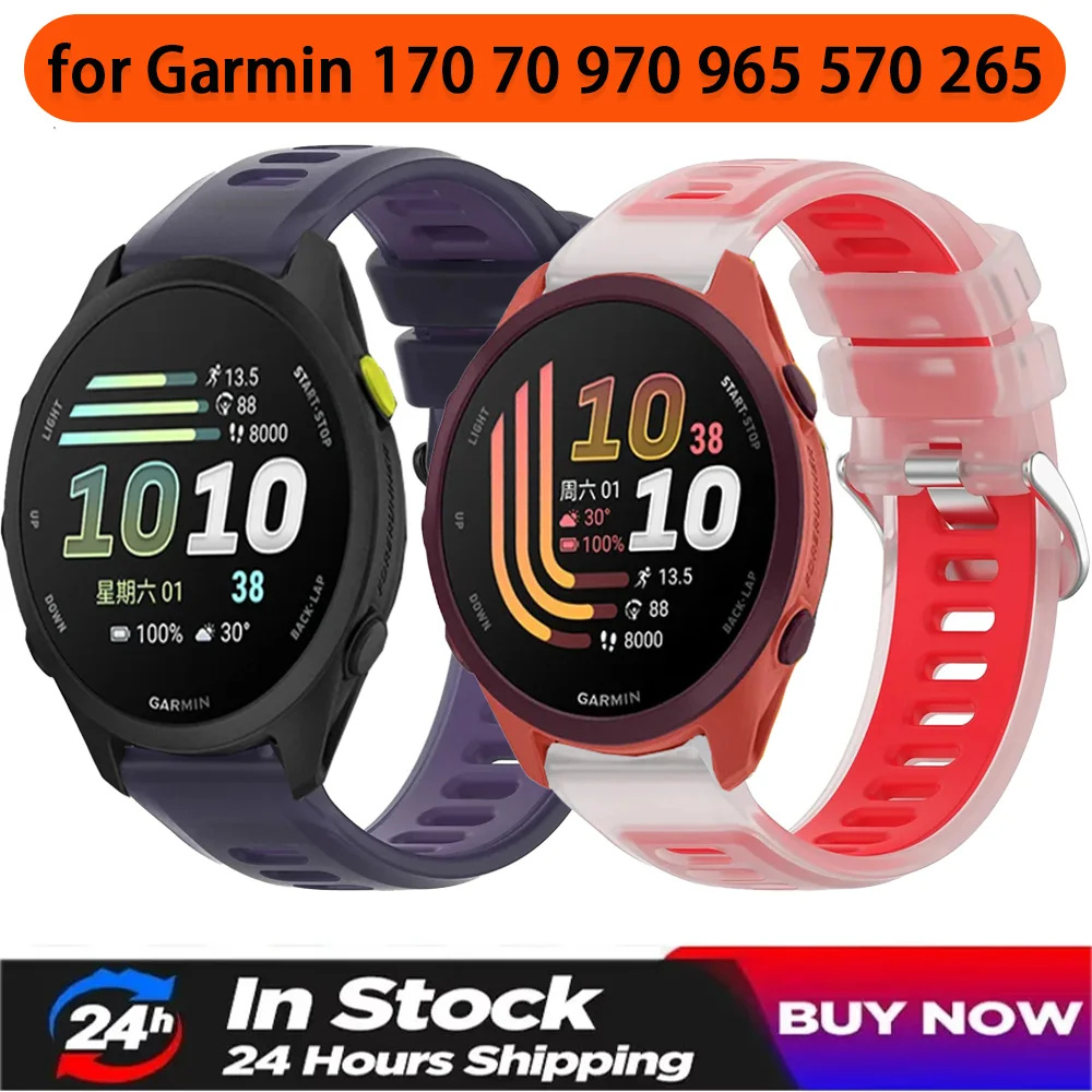 20mm 22mm Jelly-Farben Offizielles Silikonarmband für Garmin Forerunner 170 70 970 570 965 265 165 55 Armband Garmin Veun 3 4 45mm