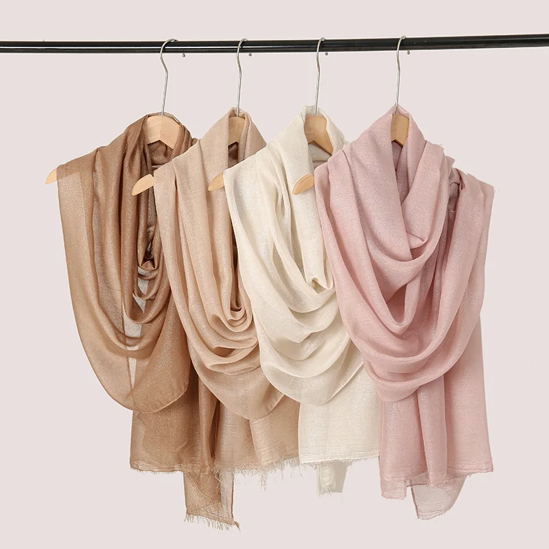 

200*115cm Thin Scarf for Women Season Travel Outdoor Muslim Hijabs Fashion Wrap Pure Colors Sun Protection Shawls Young Lady