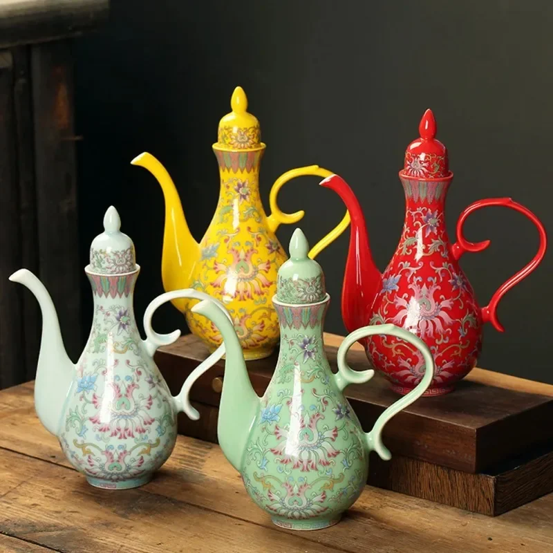 

Ceramic Peacock Wine Pot Enamel Color Wine Separator Flagon 500ml Decanter Retro Home Decorative Wine Set Wedding Gifts