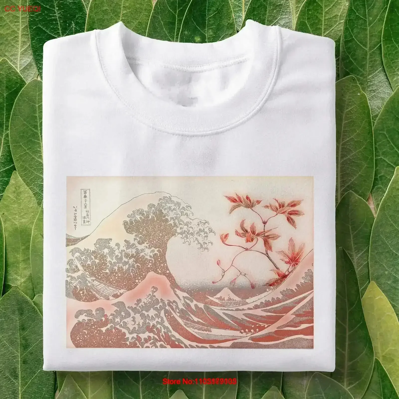 Japanese Wave T shirt Ocean Art vintage Washed designer clothes Stretched Top For Everyday Wear Versatile graphic Soft homme