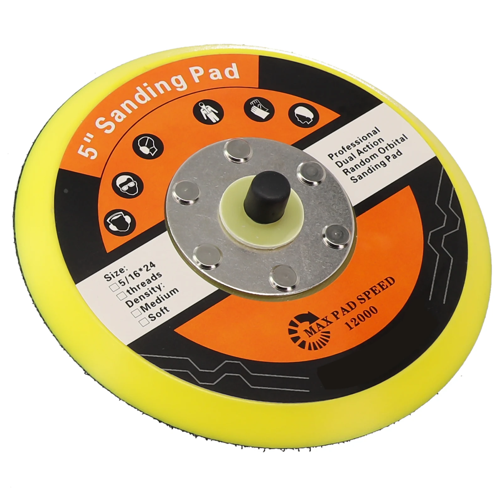 DA Polisher Backing Pad 125mm Diameter with 8mm 5/16 24 UNF Thread for Pneumatic Power Tools and Orbital Sanding Applications