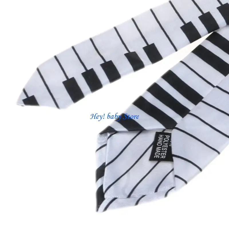 Q1Fe nam đen & trắng bàn phím piano cà vạt cà vạt cổ điển Skinny Music Tie