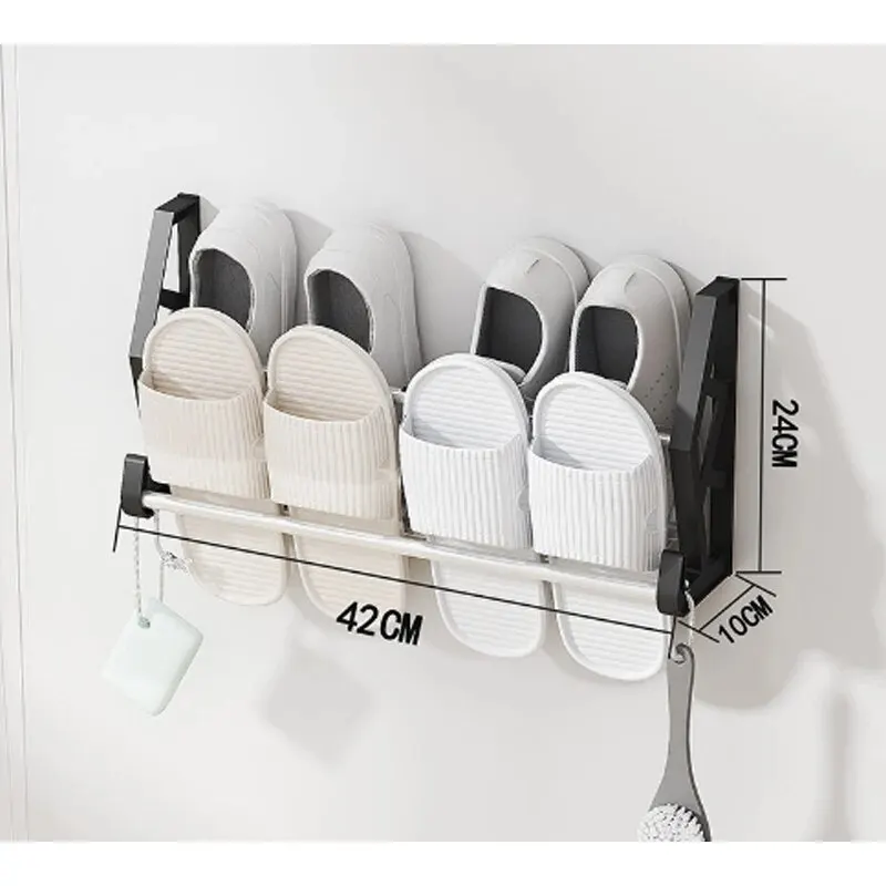 Schoenmaker Organizer Nagelvrij en Gatvrij Schoenenrek Badkamer Slipper Rack Eenvoudige meerlaagse montage Wandgemonteerde opslag Rac