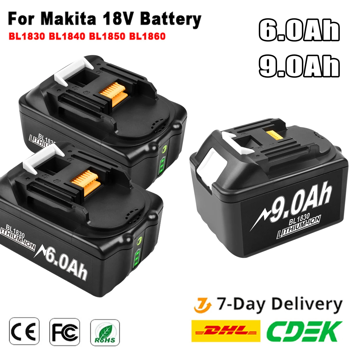 6.0Ah 9.0Ah 18V Battery For Makita 18V Lithium Battery for makita BL1830 BL1840 BL1850 BL1860 BL1860B LXT 400 Power Tools