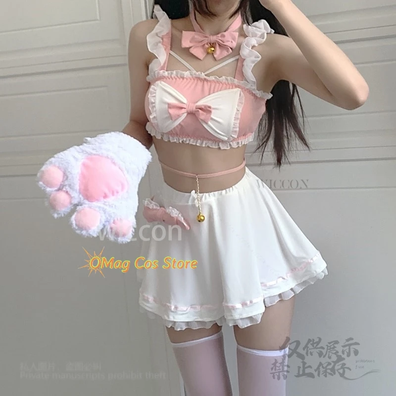 

disfraz adultoAnime Cute Sexy Uniform Kawaii Pink Lolita Maid Dress Mature Lingerie Attire Aprontie Up Bow Tie Sweet Skirt Sexy