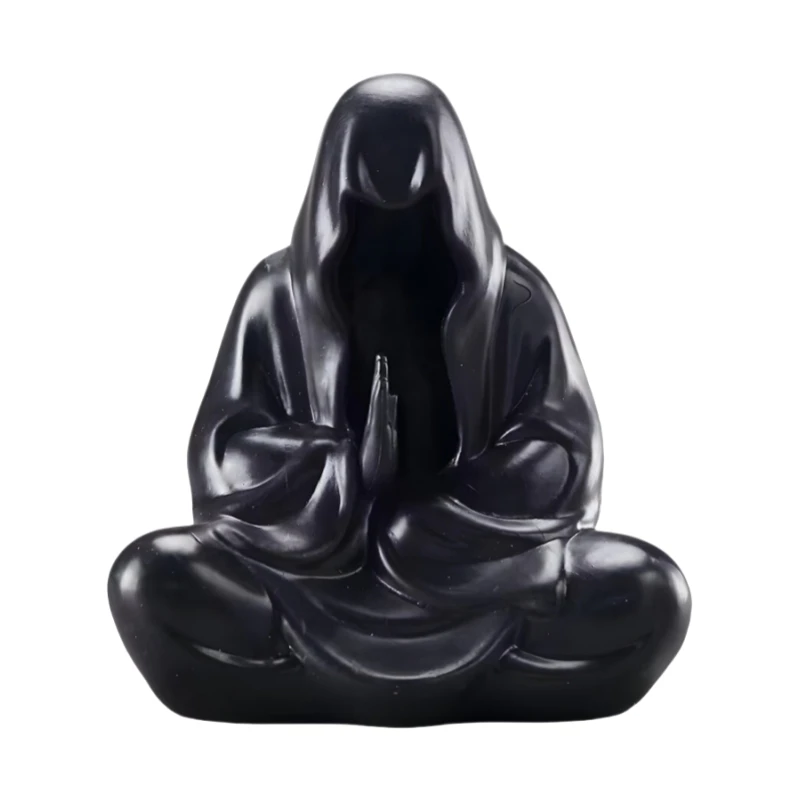 10cm Mysterious Black Clothed Man With No Face Buddha Darkness Sit In Meditation PVC Model Action Figure Statue Dark Anime Model