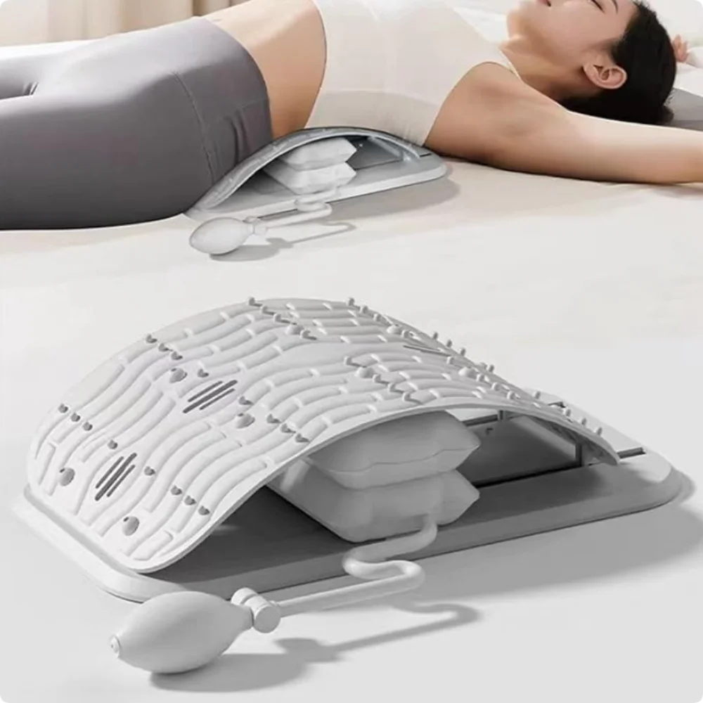 

New Lumbar Support Waist Massager Waist Pillow Inflatable 10 Magnetic 40 Massage Points Adjustable Height Lower Back Exercise