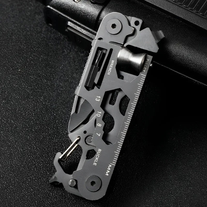 Image of Multifunktionale EDC-Werkzeugkarte mit Klappschere und Messer für Outdoor-Camping