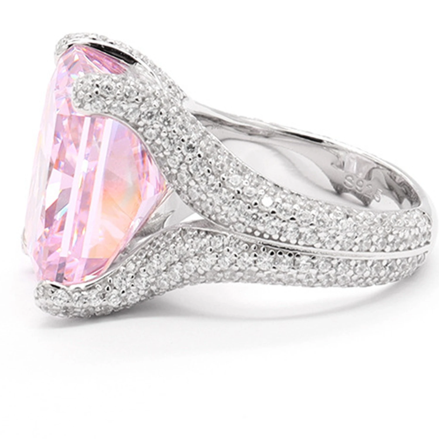 KQDANCE Vinatge Große Größe High Craft 925er Silber Synthetischer rosa Zirkon Carobon Diamant Edelstein Ring Edlen Schmuck Frauen Party
