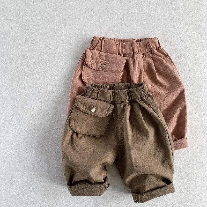 Children Clothing Children Spring and Autumn Pants New 2024 Men and Women Loose Foreign Style Casual Pants for Kids Pants