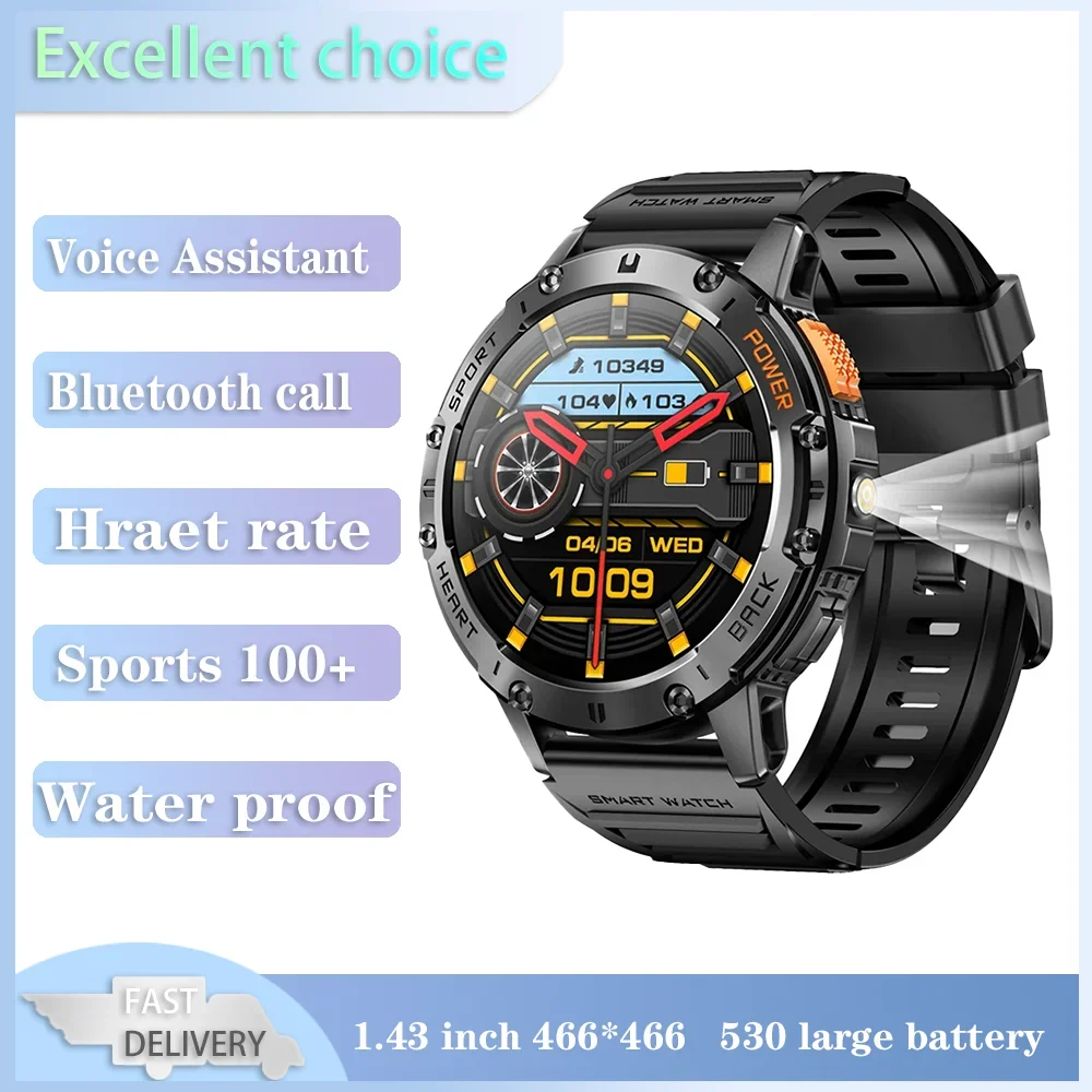 

Xiaomi Mijia Smart Watch Men Flashlight Bluetooth Call Voice Assistant Healthy Monitoring Waterproof Sport Fitness Men's Watches