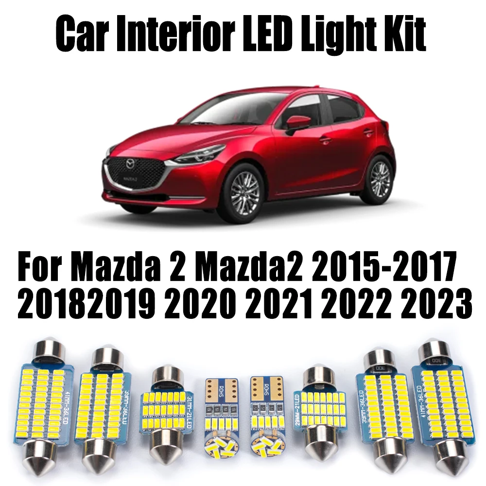 8 قطعة Canbus مركبة LED الداخلية ضوء السقف جذع خريطة قبة طقم إضاءة لمازدا 2 Mazda2 2015- 2021 2022 2023 اكسسوارات السيارات #1
