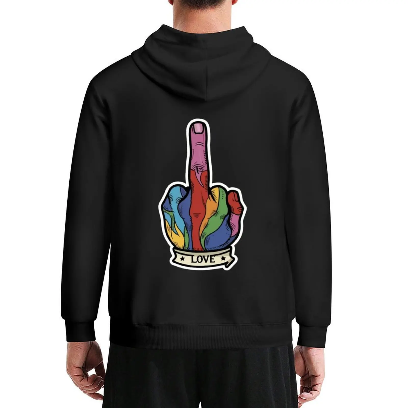 

Love Hippie Sabotage Trippy Finger Colorful Humor Popart Pothead Style Hoodie men's sweat-shirt set mens clothes big size hoodie