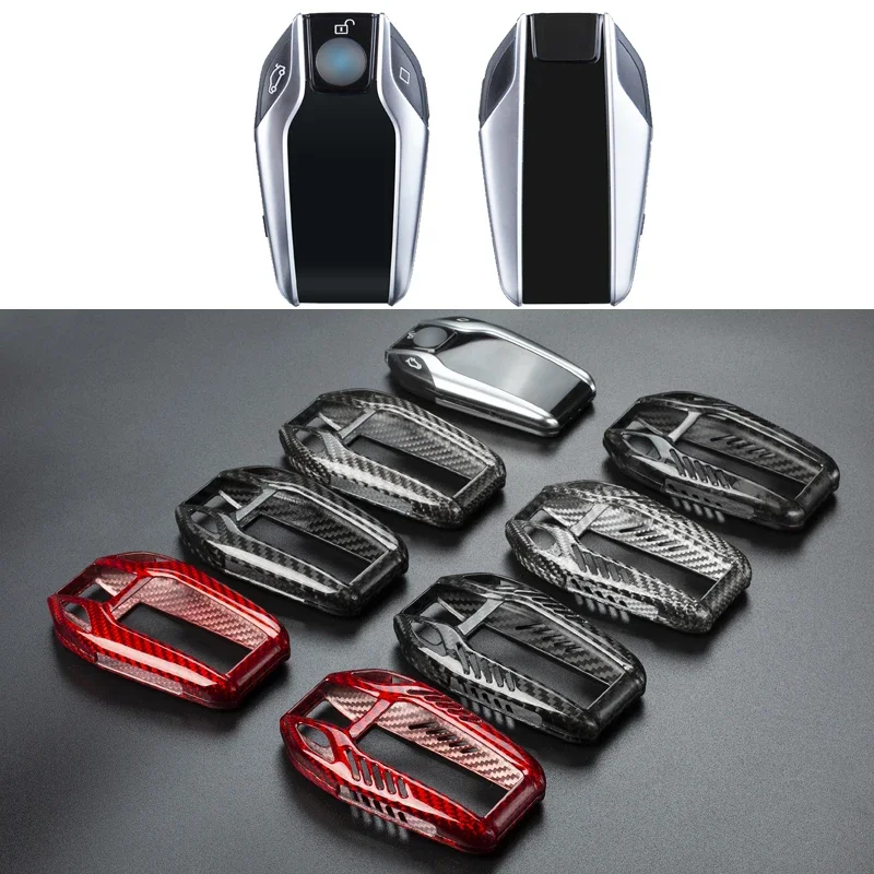 Carbon Fiber Key Fob Cover For BMW 5 6 GT 7 730Li 740 740Li 750Li 760Li I8 X3 X4 X5 X6 X7 Smart Display LCD Screen Protective