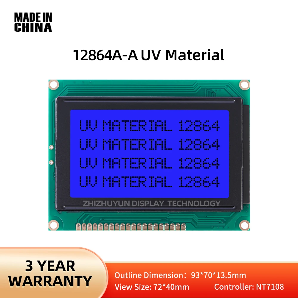 Dostarczany fabrycznie 12864A-A UV materiał wyświetlacz LCD 5V niebieski ekran 128x64 12864 Panel NT7108 kontroler