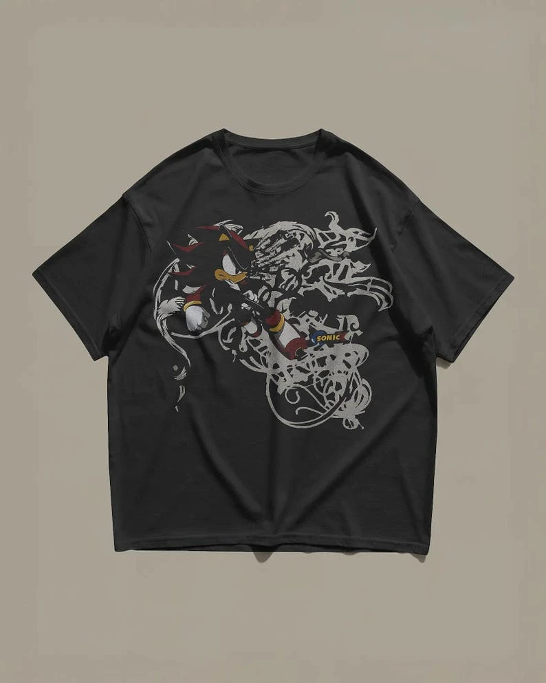 Sonic X Shadow Hedgehog Y2K Grunge Graphic Shirt, Vintage Sega Gamer Tee