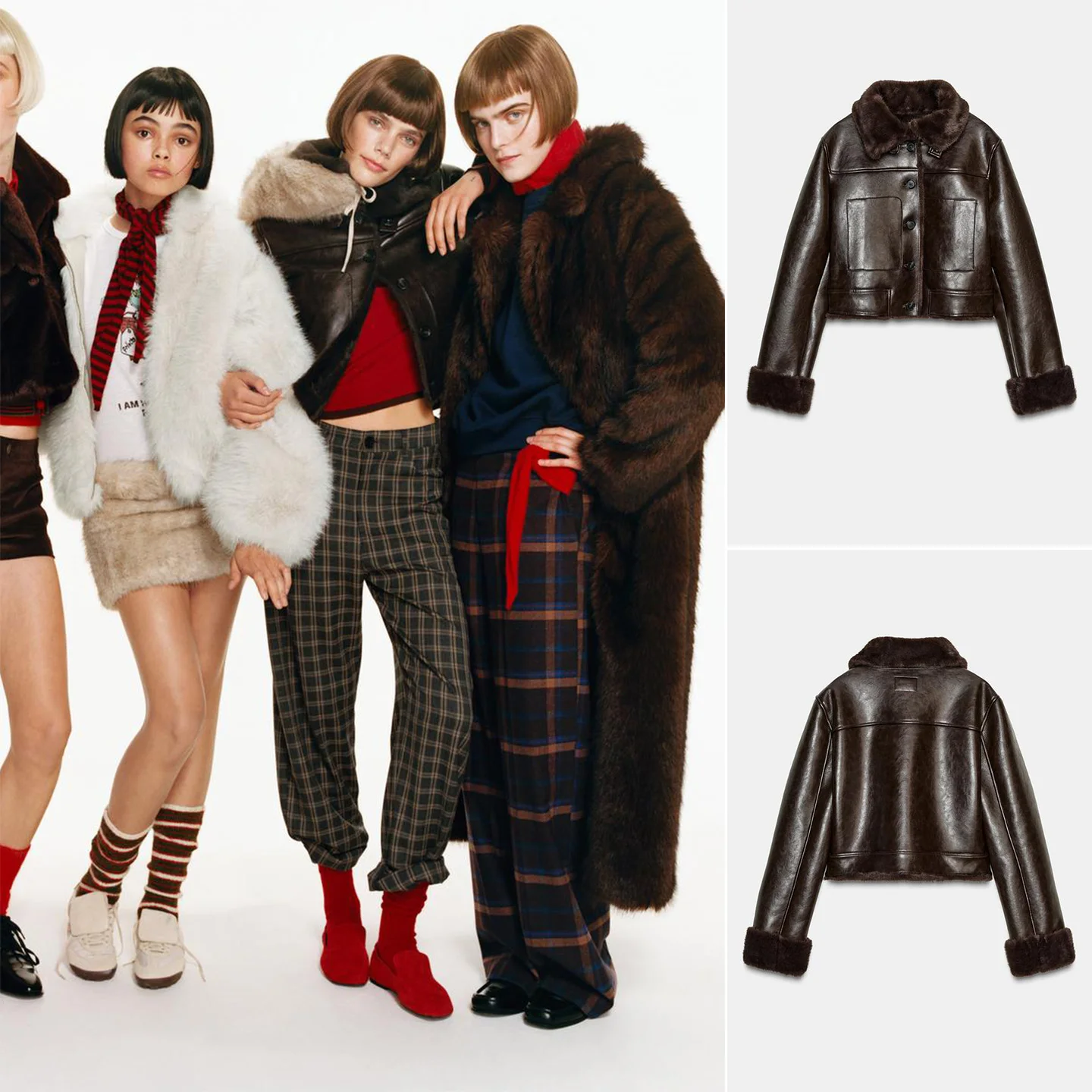 

Casual Long Sve Stand Collar Double Sided Artificial Fur Effect Jaet Women's Winter New Arrival Polyester Fiber 00% o...