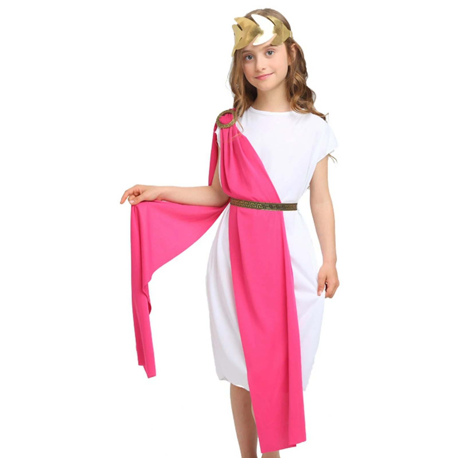 Kids Ancient Greek God Costume Halloween Party Cosplay Sleeveless Robe Dress Toga Roman Grecian Athena Princess Outfits