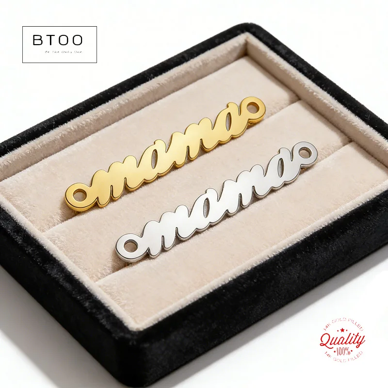 

Small mama Charms 14K Gold Filled mama Connector 2/Hole Wholesale Jewelry 1/20 14kt GF Charm Bar Waterproof Antiallergic