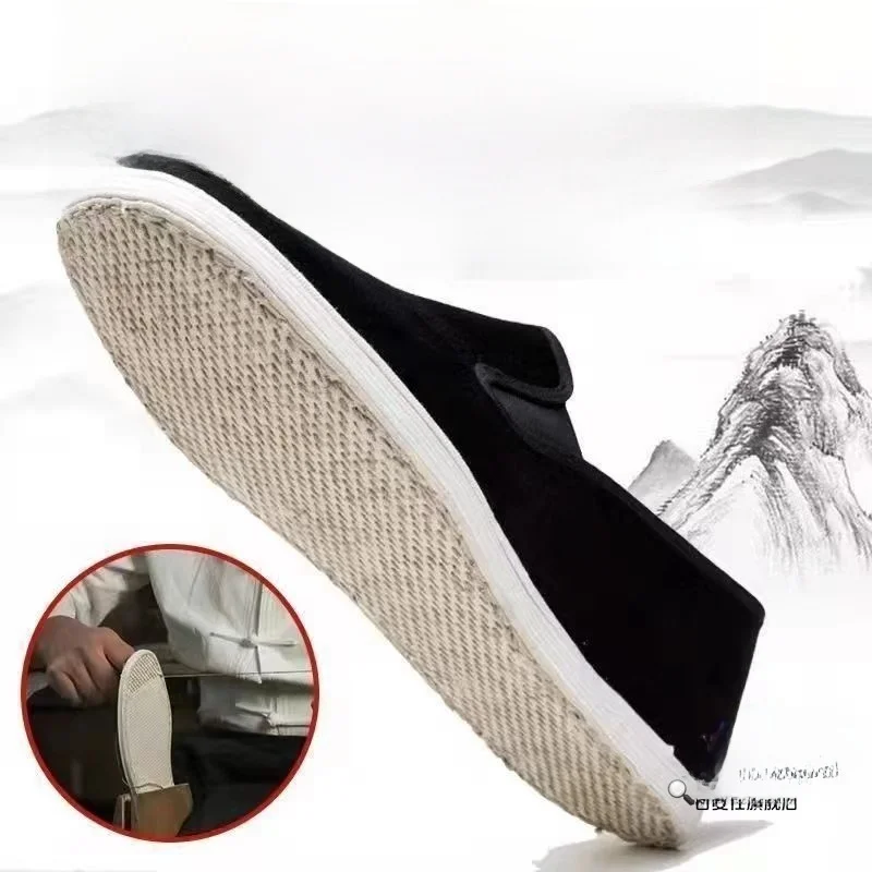

Handmade Men's Slip-On Canvas Shoes Pure New Beijing Knot Hemp Rope Thousand-Layer Sole Spring Summer Unisex Fashion Casual S...