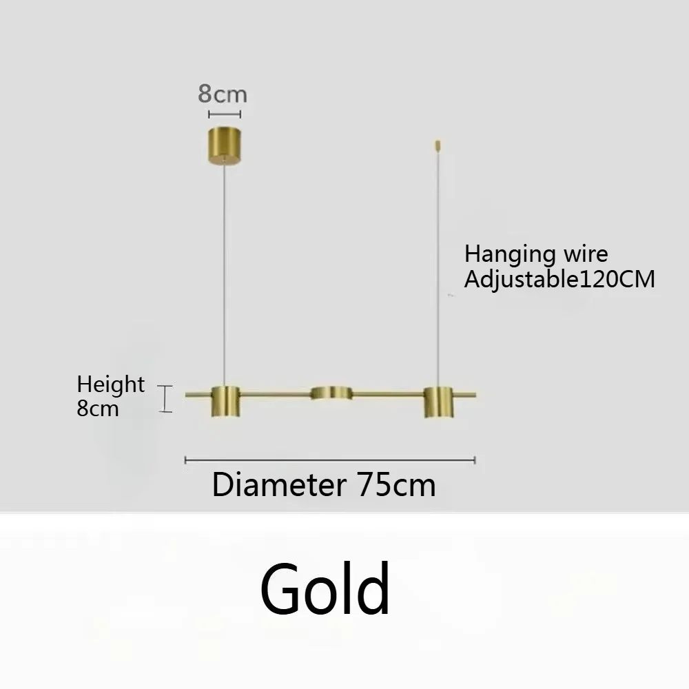 Moderne minimalistische LED-Deckenpendelleuchte für Wohnzimmer, Küchenpendelleuchte, kreative dimmbare Innenbeleuchtung, Gold/Schwarz