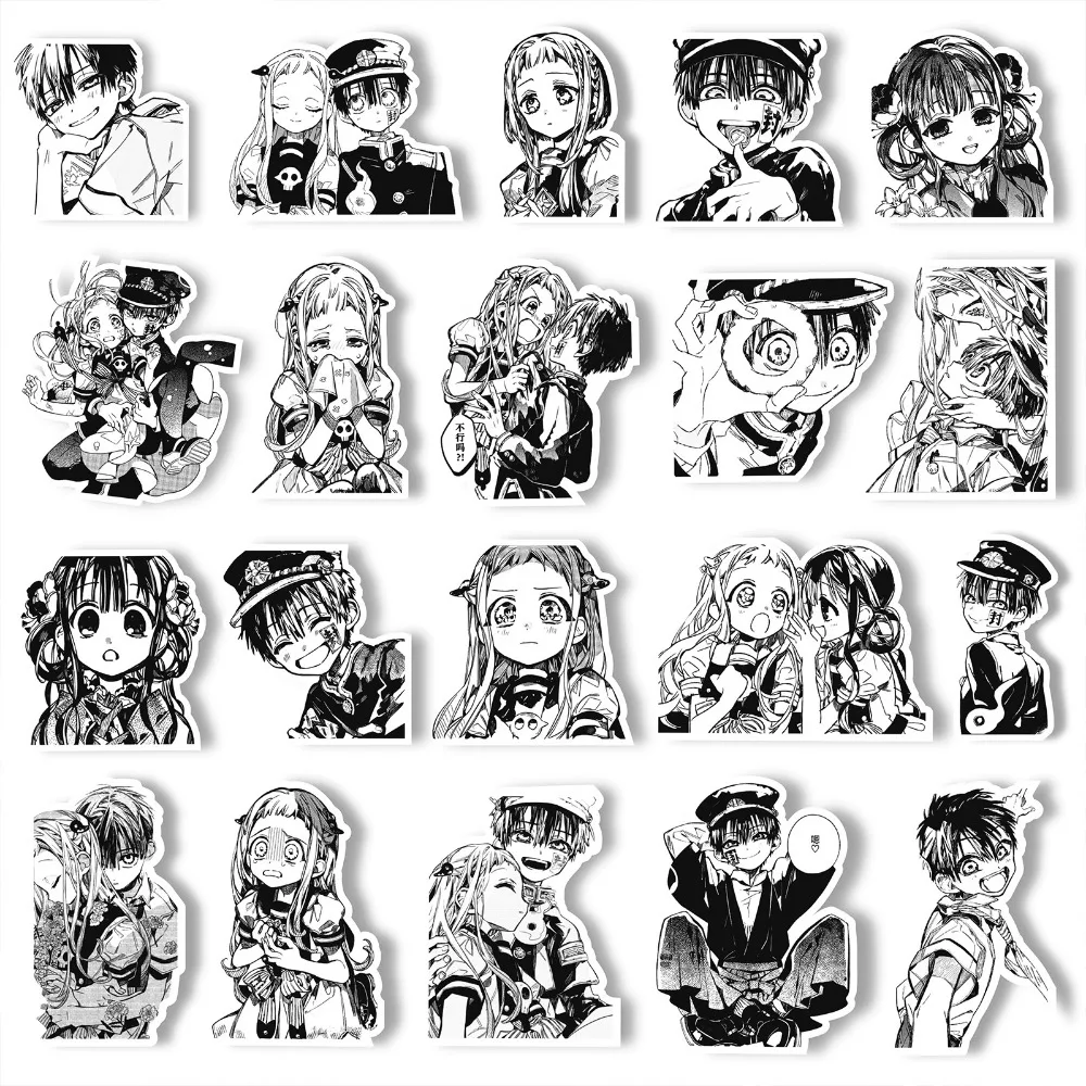 10/67Pcs Japanese Anime Creative Black and White Collage Character Yashiro Nene Hanako Kun Waterproof Laptop Decoration Sticker