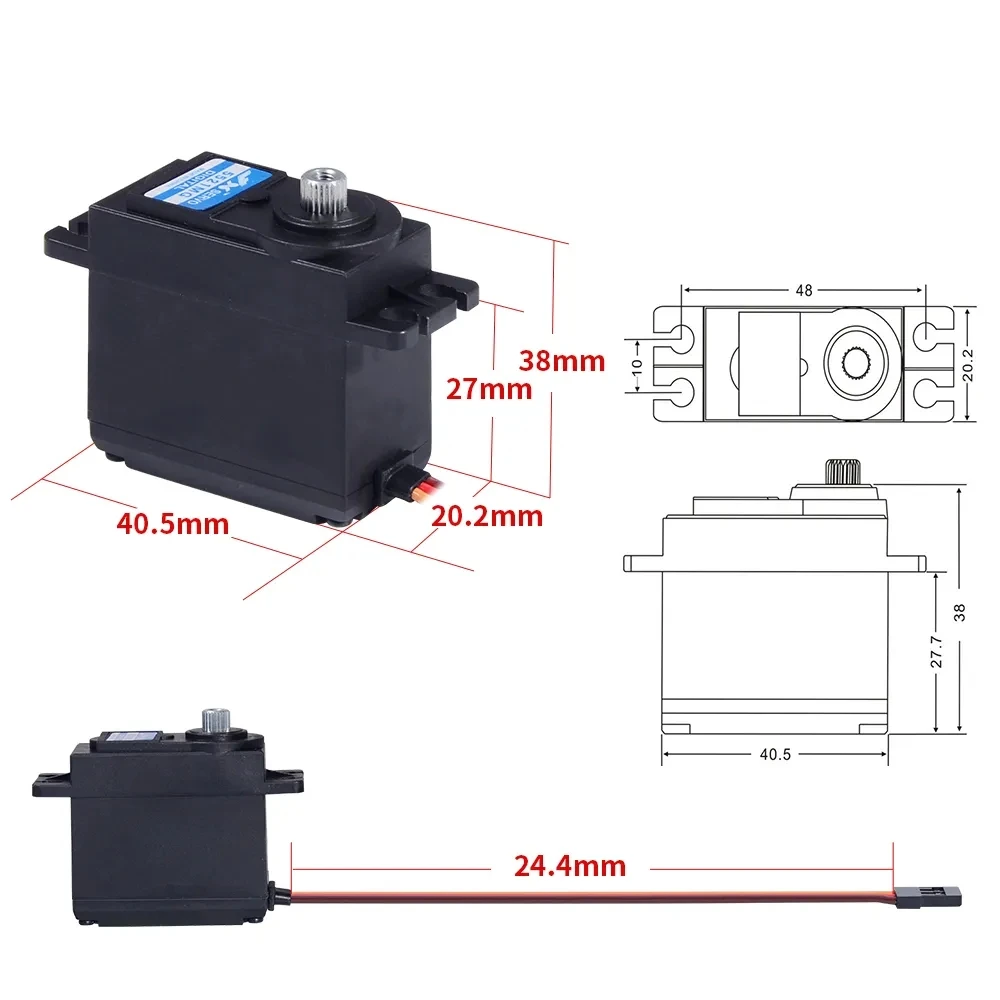 JX RC Servo PDI-5521MG PS-5521MG 20KG Precyzyjne metalowe przekładnie Standardowe serwo do samolotu RC Szybowiec Łódź 1/10Zabawka samochodowa