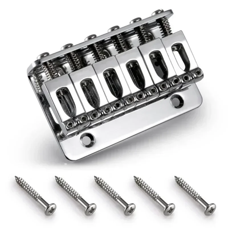 6-String Guitar Bridge with Screws & Wrench Fixed Top Load Guitar Tailpiece Guitar Fixed Bridge Hardtail Saddle Bridge